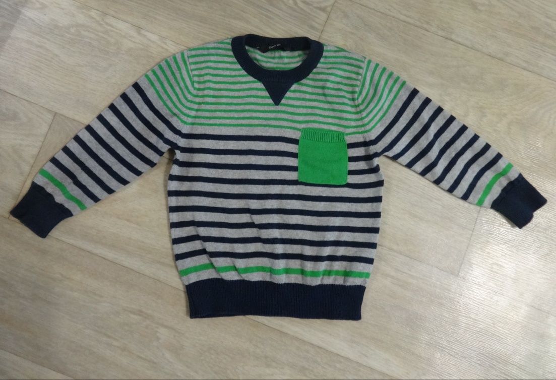Красивый полосатый фирменный тёплый свитер на мальчика 3 4 года 98-104