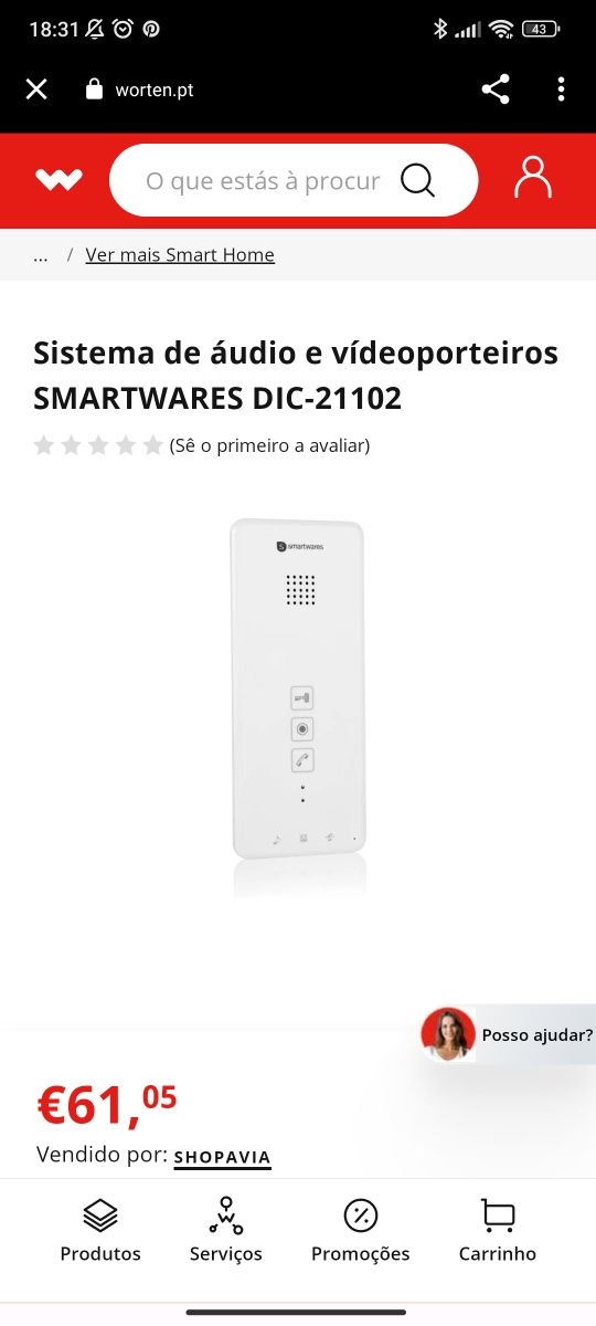 Sistema de áudio e vídeoporteiros SMARTWARES DIC-21102