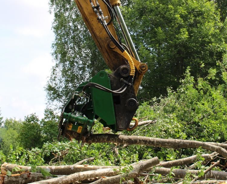 POWYSTAWOWA GŁOWICA ŚCINKOWA  do koparki drewna biomasa czyszczenia