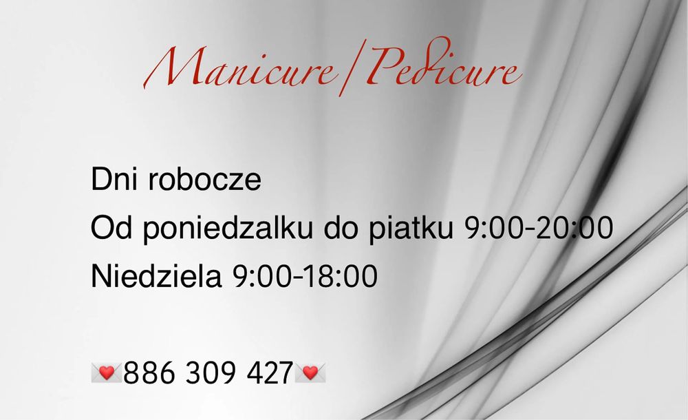 Manicure/Pedicure uslugi Zapraszam