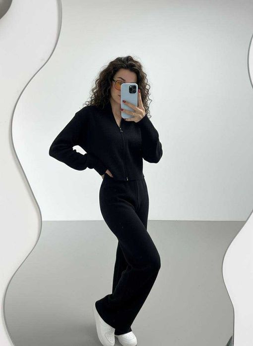 Жіночий теплий ангоровий костюм з ангори кофта і штани палаццо