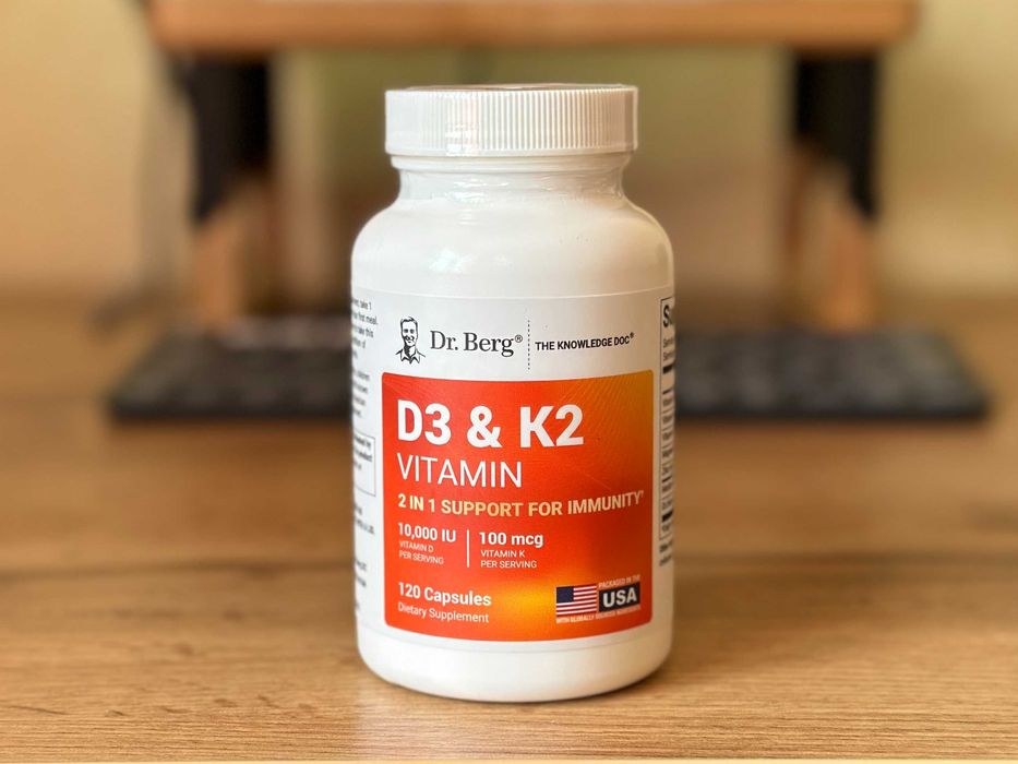 Вітамін Д 5000/10000 IU (D3 & K2, Zn, Mg, B6) Dr Berg, США Доктор Берг