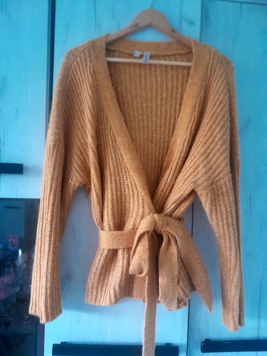 Mega cieply sweter 48 wiązany w pasie kardigan