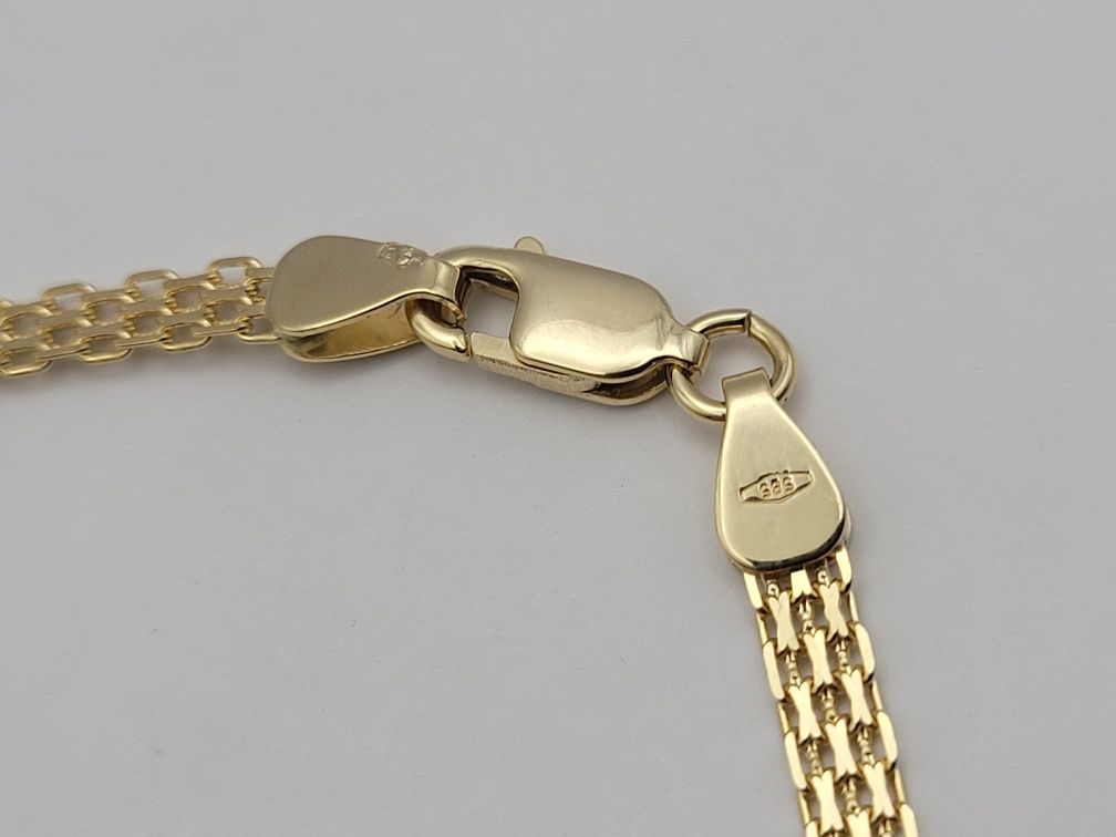 Nowa Złota bransoletka złoto próby 585, splot bismarck 18 cm