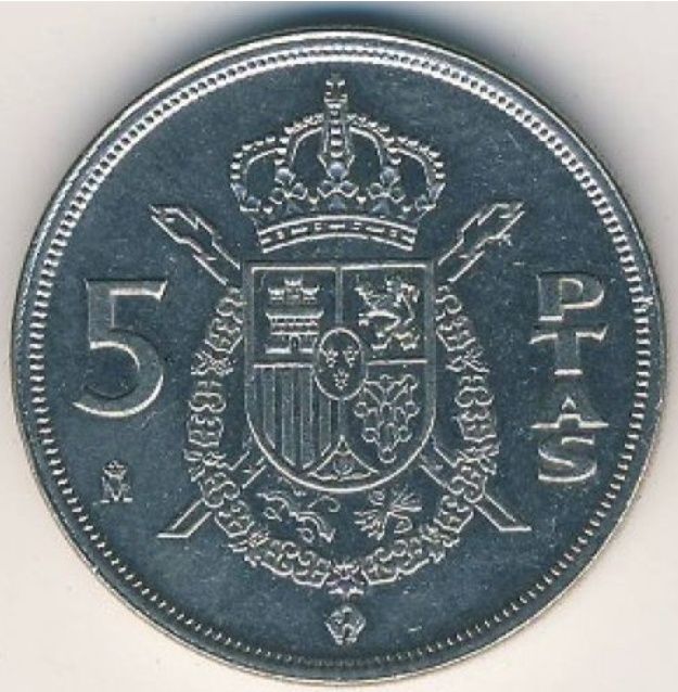 Набор монет 1962-1978 (6 штук) Чехословакия, Испания 5 песет 1975 год