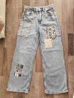 Jeansy jeansowe spodnie wide h&m 140cm