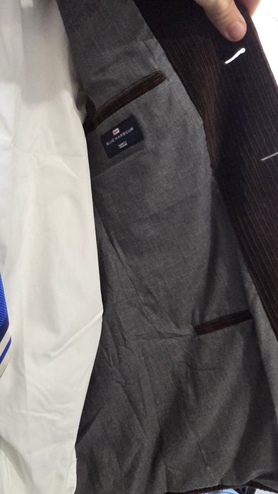 Вінтажний Вельветовий Блейзер M&S Blue Harbour – Хлястик на спині!