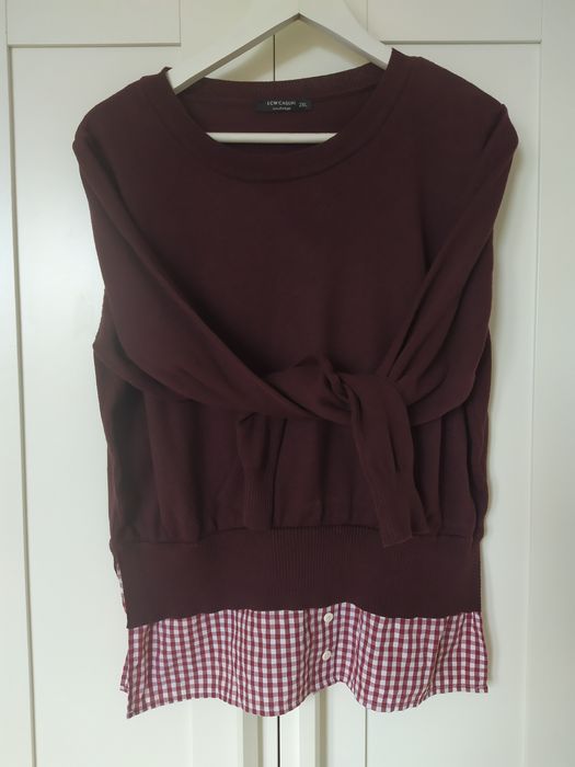 Sweter bordowy z imitacją koszuli r. 2XL LCW