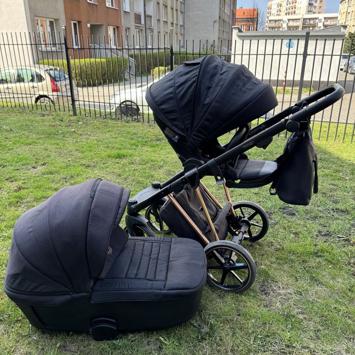 Wózek Adamex Belissa czarny gondola spacerówka komplet gratis adaptery