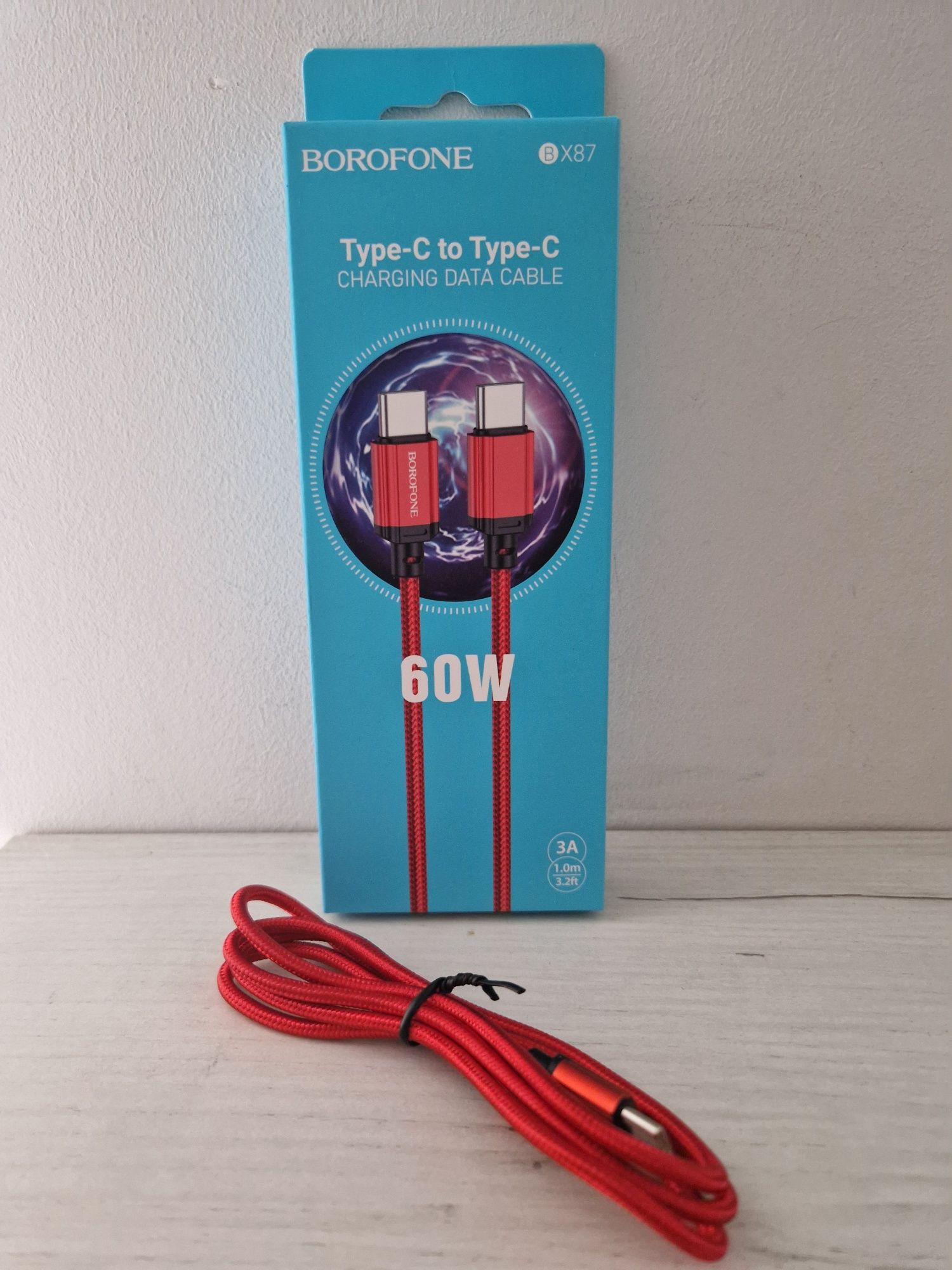 Borofone Kabel BX87 Sharp - Typ C na Typ C - PD 60W 1 metr czerwony