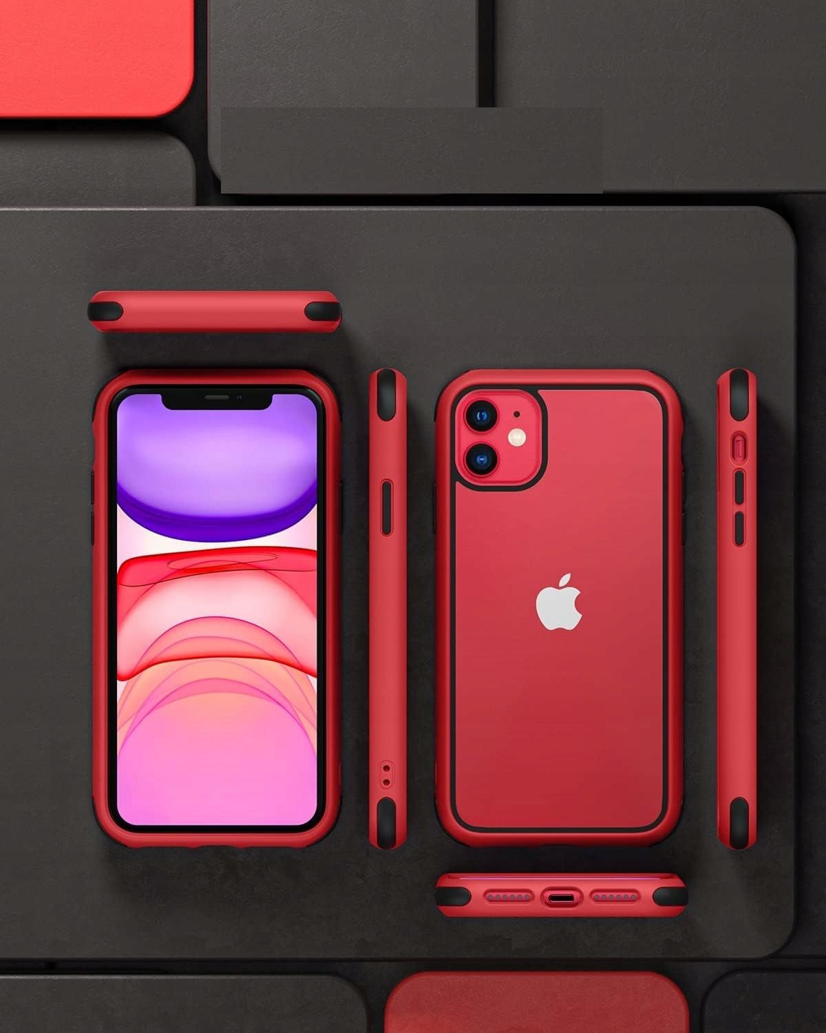 etui iphone 11 360 stopni odporny na wstrząsy pc/tpu czerwony/czarny