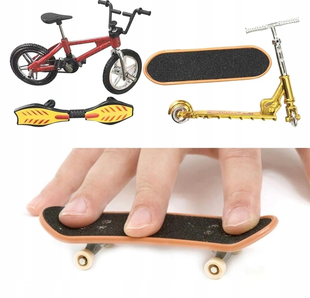 Mini zestaw zabawek na palce 1:18 Fintertip deskorolka rower hulajnoga