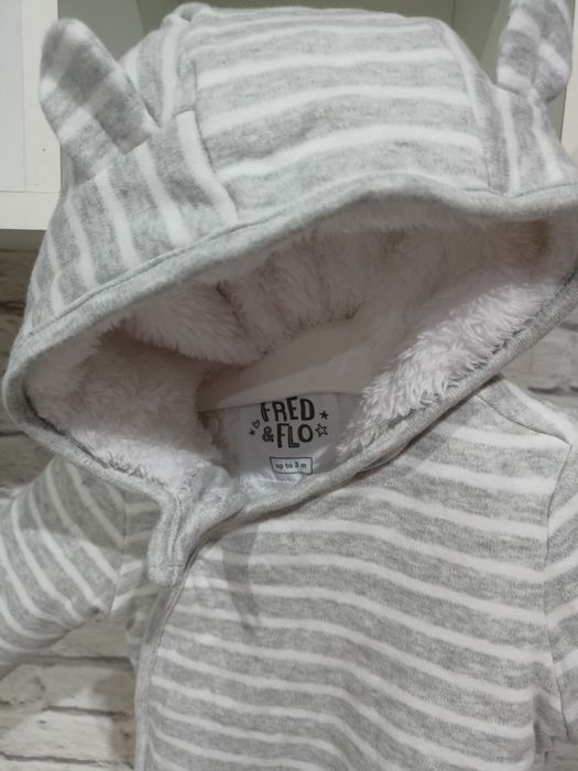 F F 56 62 kombinezon dresowy ciepły pajac miś z uszami zimowy przejsci