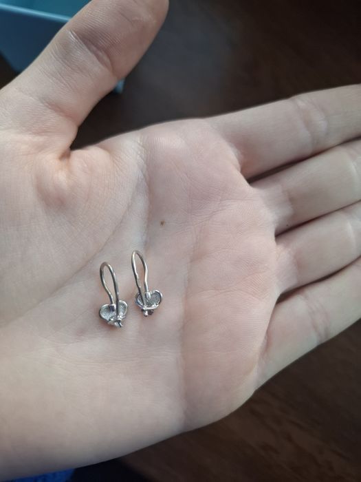 Срібні сережки кульчики сердечка