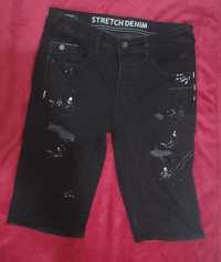 Spodenki szorty jeansowe czarne Angelo Litrico z przetarciami  i farba