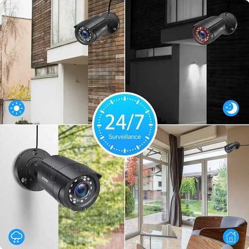 Câmara Zosi CCTV preto Kit Videovigilância + Cabo vídeo BNC Coaxial