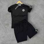 Футболка и шорты Stone Island мужской костюм летний Стон Айленд черный