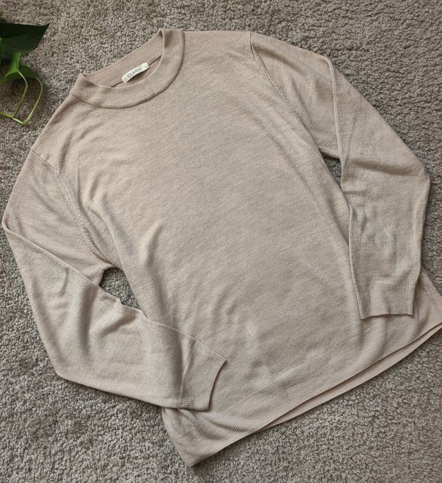 Beżowy sweter, jesień, zima, wygodny, klasyczny, Basic,  Casual, M&S