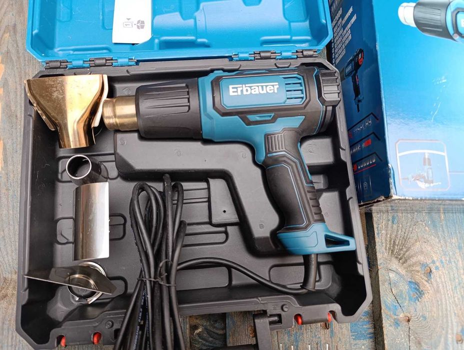 Opalarka Erbauer z wyświelaczem LCD 2000 W 650°C pistoletowa + walizka