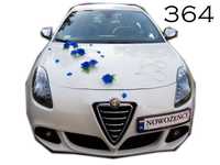 NIEBIESKA ozdoba dekoracja ślubna na samochód auto do ślubu Nr 364