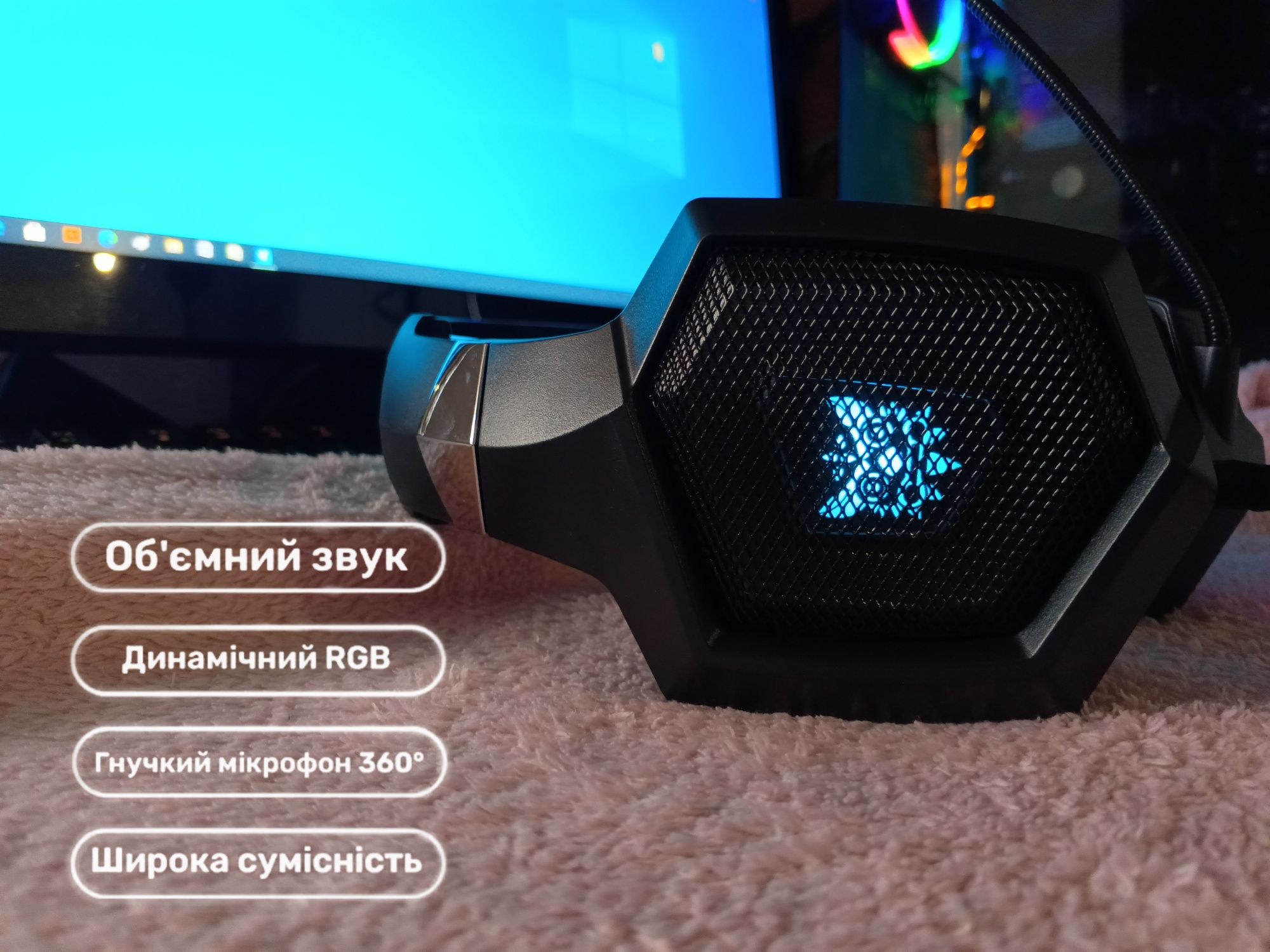 Ігрові геймерські навушники з мікрофоном RGB onikuma k8