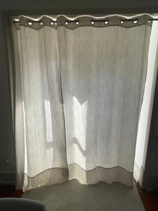 Cortinados/Cortinas bege efeito linho - dois paineis