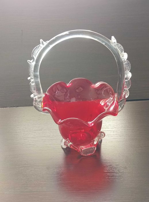 Конфетница фруктовница СССР цветное стекло