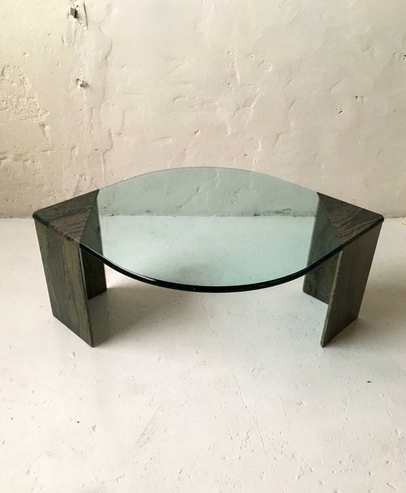 Stolik granit szkło lata 80 90 vintage design #51