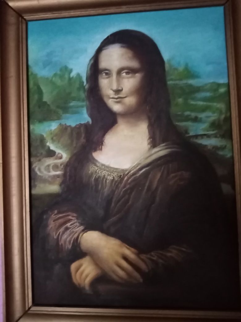 Leonardo da Vinci. Mona Lisa. Kopia znanego obrazu.