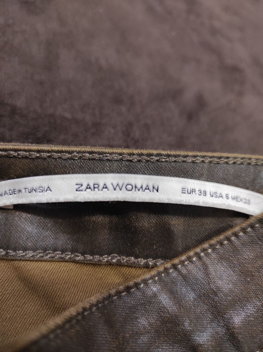 Шкіряні кожаные джинсы Zara