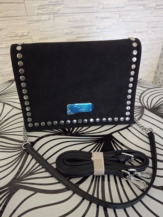 Сумка шкіряна замшева