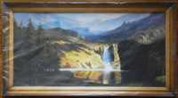 Nowy foto obraz w drewnianej ramie, widok  wodospad góry 110x60 cm