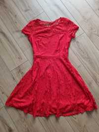 Sukienka czerwona koronkowa midi elegancka święta