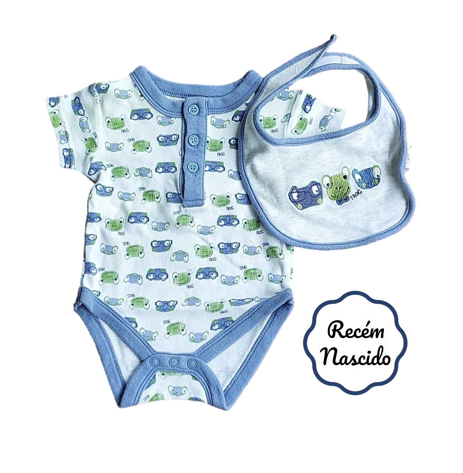 Conjunto Body + Babete Sapos Recém-Nascido