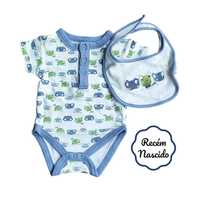 Conjunto Body + Babete Sapos Recém-Nascido