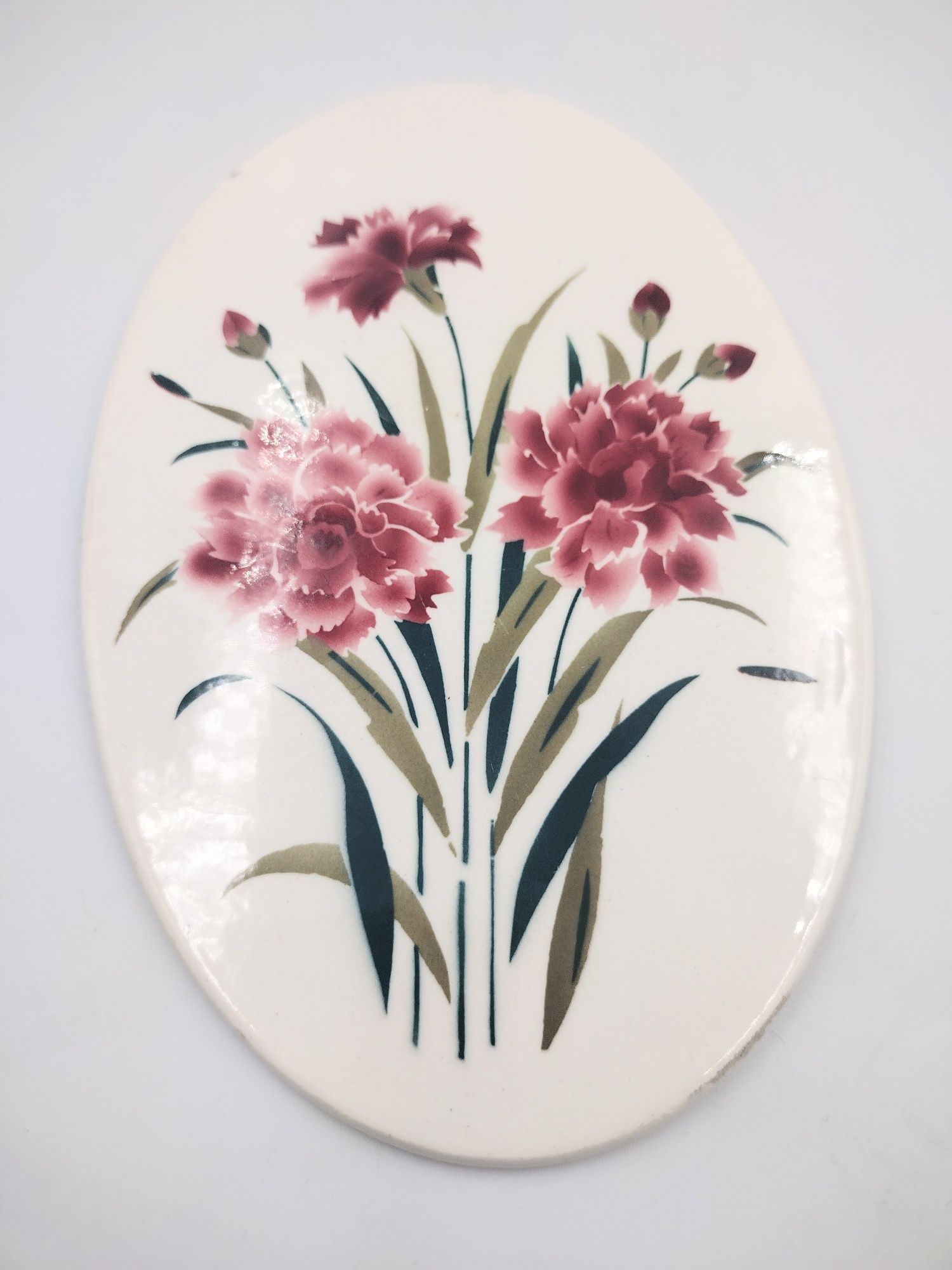 Ceramiczna plakieta kafel przedwojenna art deco kwiaty antyk retro