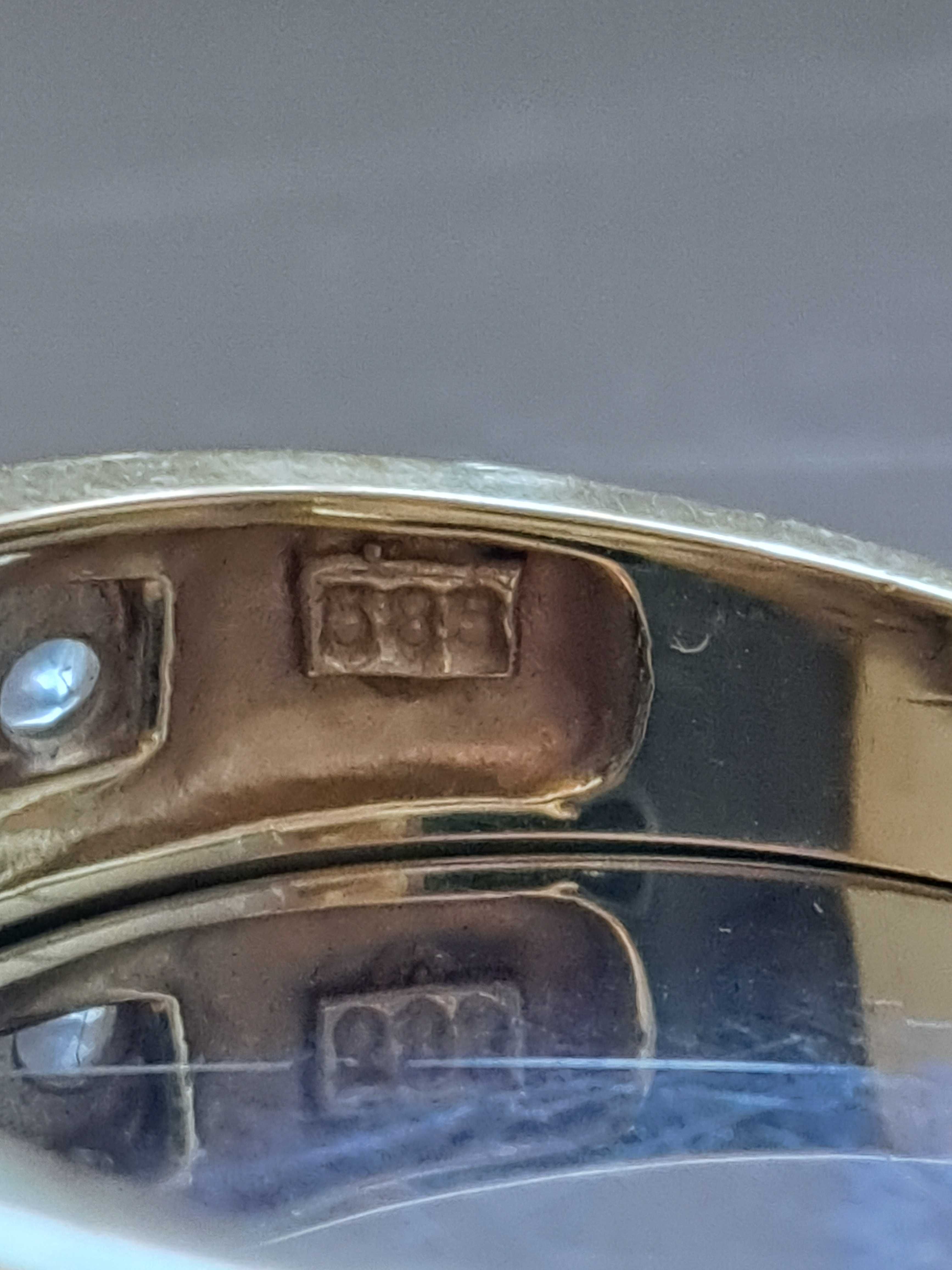 Pierścionek/obrączka złoto 585 z cyrkoniami ok. 3,78g Vintage Niemcy