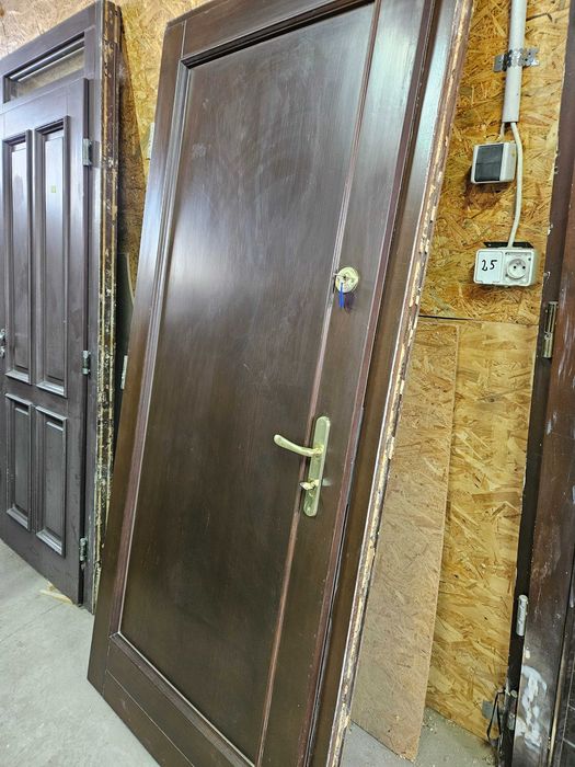 DRZWI Zewnętrzne Drewniane Sosnowe Wejściowe Pełne 100x217cm