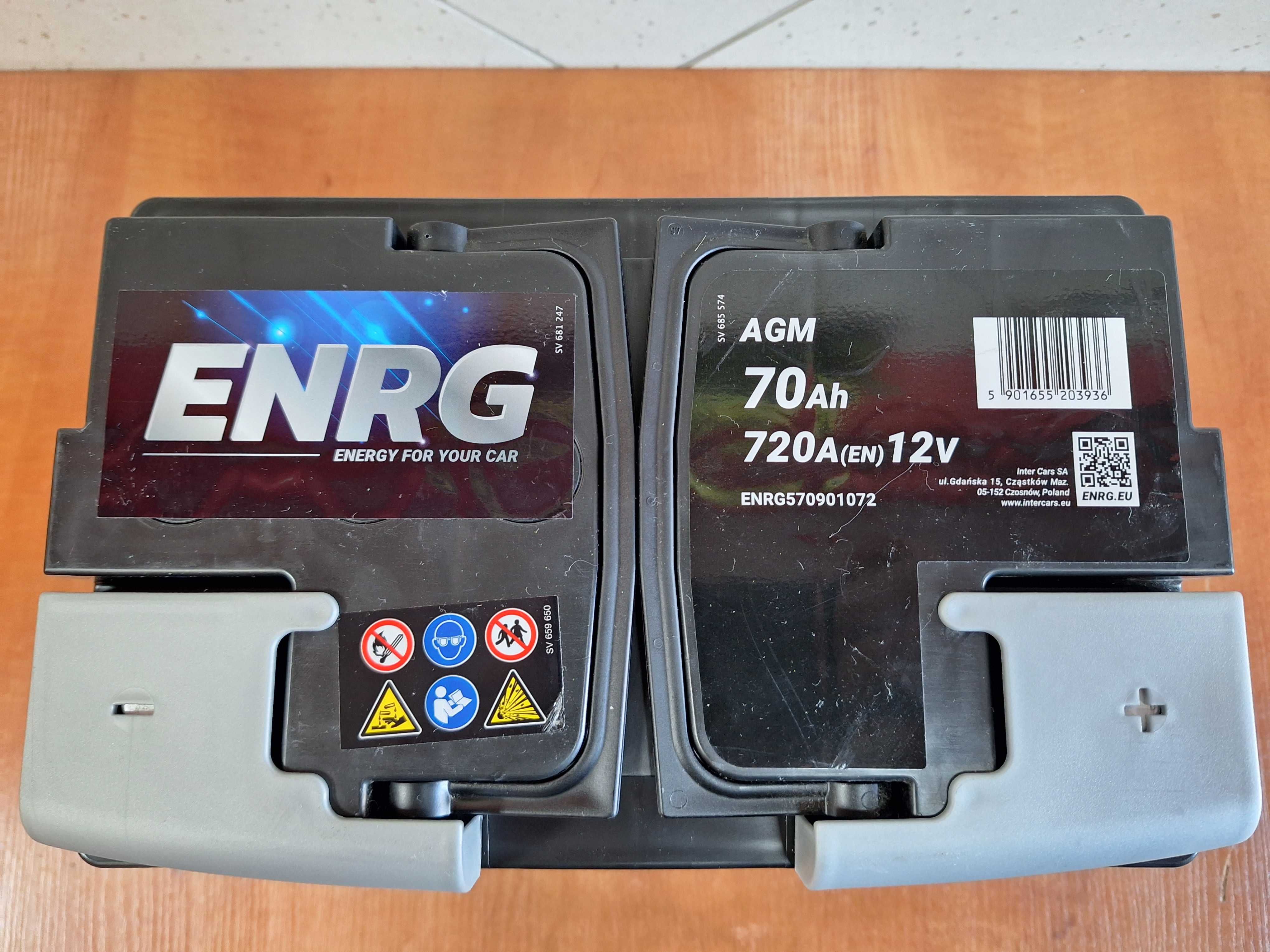 Warszawa- Nowy akumulator ENRG 70Ah 720A AGM Dostawa