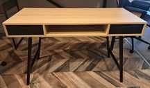 Biurko 120cm kolor dąb czarny stelaż czarny 2 szuflady ZMONTOWANY