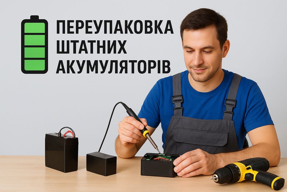 Переупаковка штатних акумуляторів (ноутбуки, шуруповерти, іграшки,