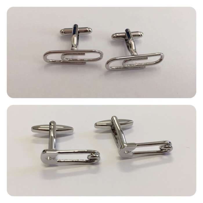 Botões de punho clips | alfinete de dama prateados