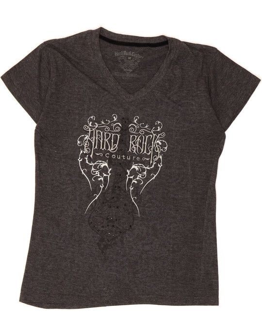 Сіра футболка Hard Rock Couture з V-подібним вирізом та візерунком