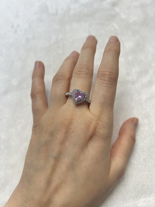 Pierścionek serduszko cyrkonie stal nierdzewna coquette aesthetic