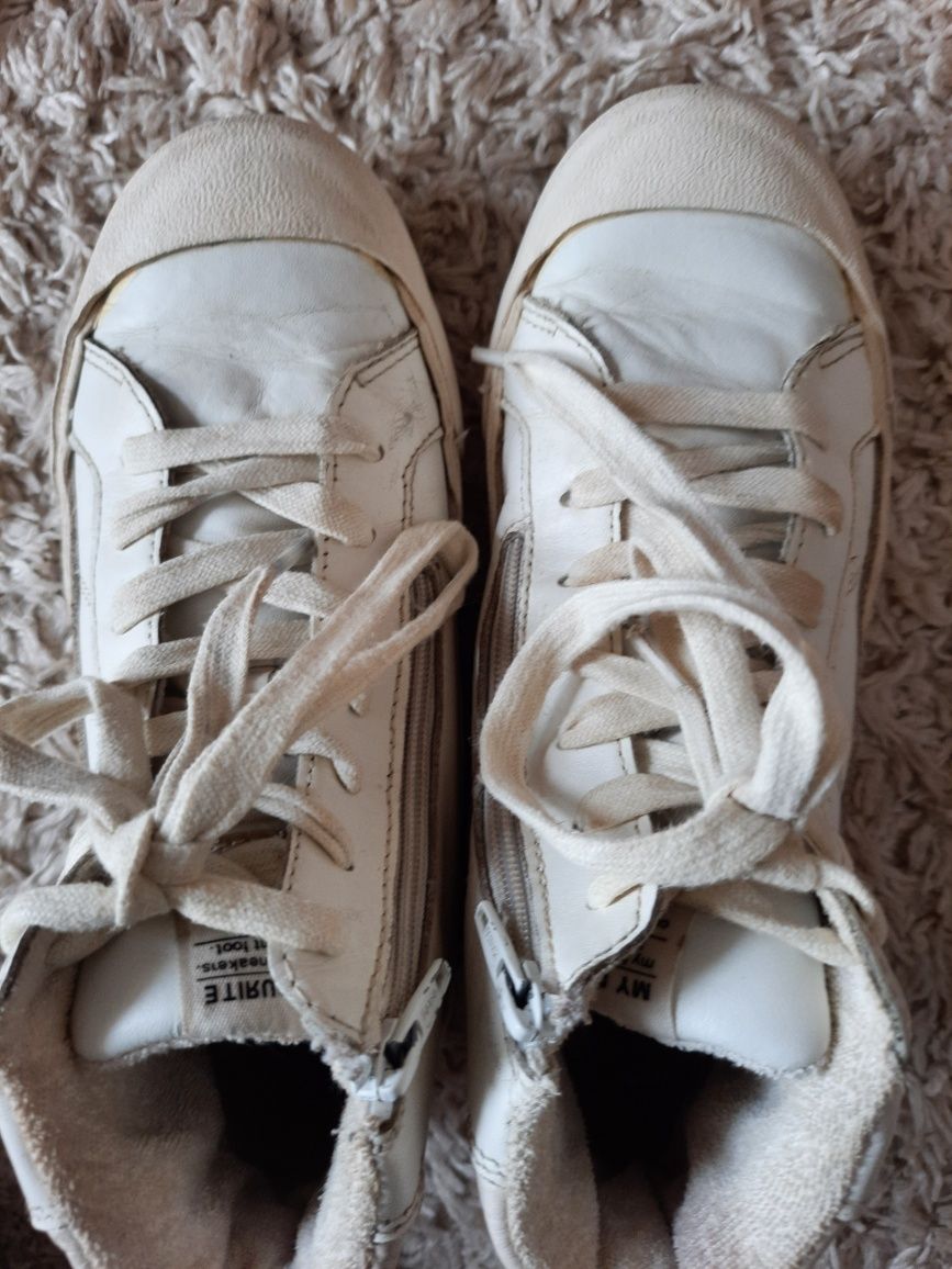ZARA buty skórzane botki r 33 21,5 cm jesienne beżowe
