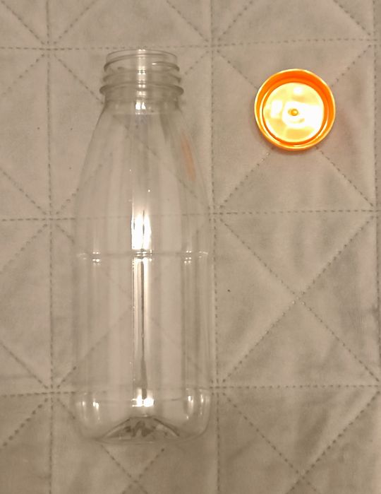 Butelki plastikowe RPET 400 ml 38mm okrągłe z pokrywką 50 szt.