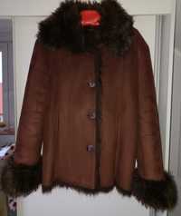 Bardzo ciepła zamszowa kurtka zimowa damska kożuch