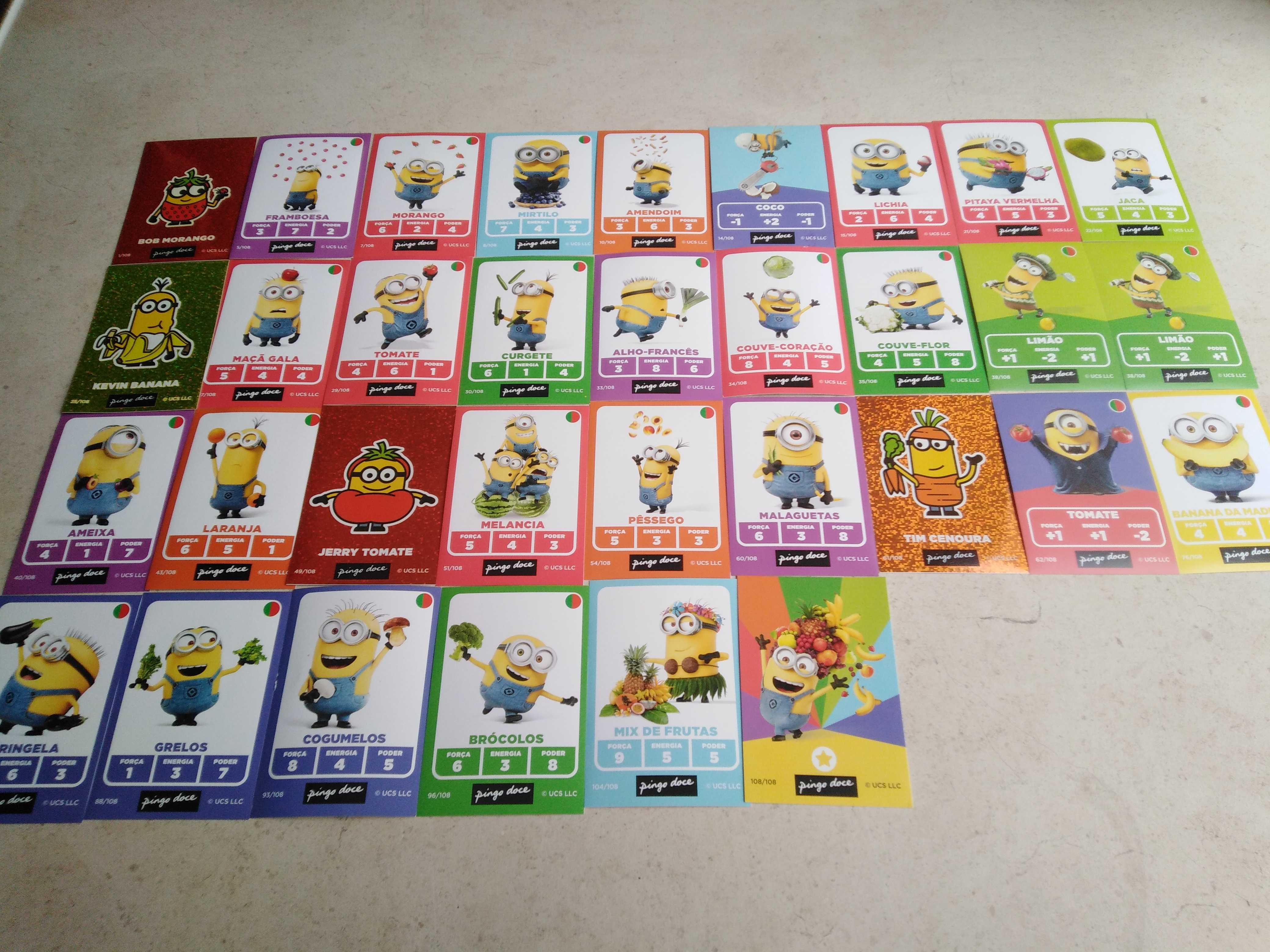 Conjunto de 32 cartas/cromos Minions-Frumania.(Venda/troca).