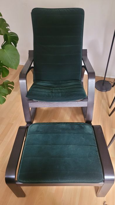 Fotel bujany Ikea i podnóżek Ikea