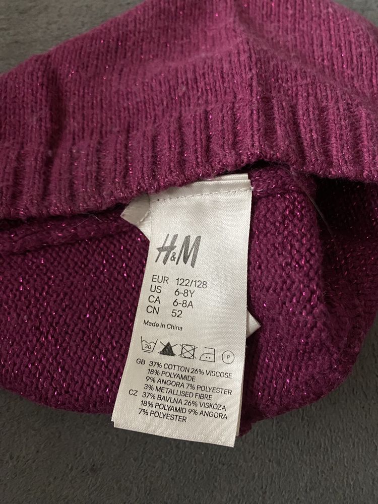 H&M czapka fuksja fioletowa 122-128